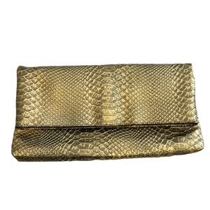 Juicy Couture Gold Snake Embossed Leather Clutch Purse